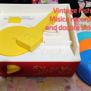 Vintage Fisher Price Record Player With Double Sided Records WORKS
